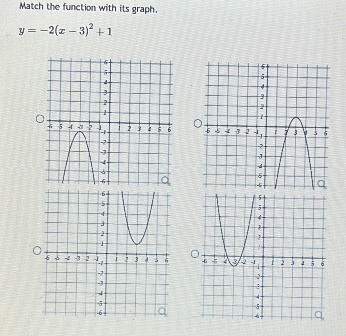 Match the function with its graph.
y=-2(x-3)^2+1