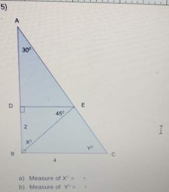 Measure of X^0=.
b) Measure of Y^0=