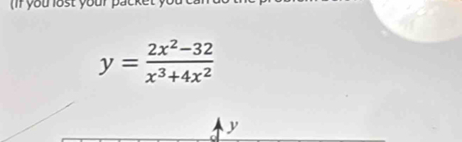 if you lost your pack
y= (2x^2-32)/x^3+4x^2 
y