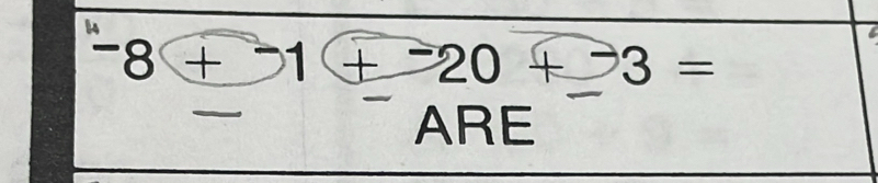 ^4-8+-1+-20+-3=
ARE