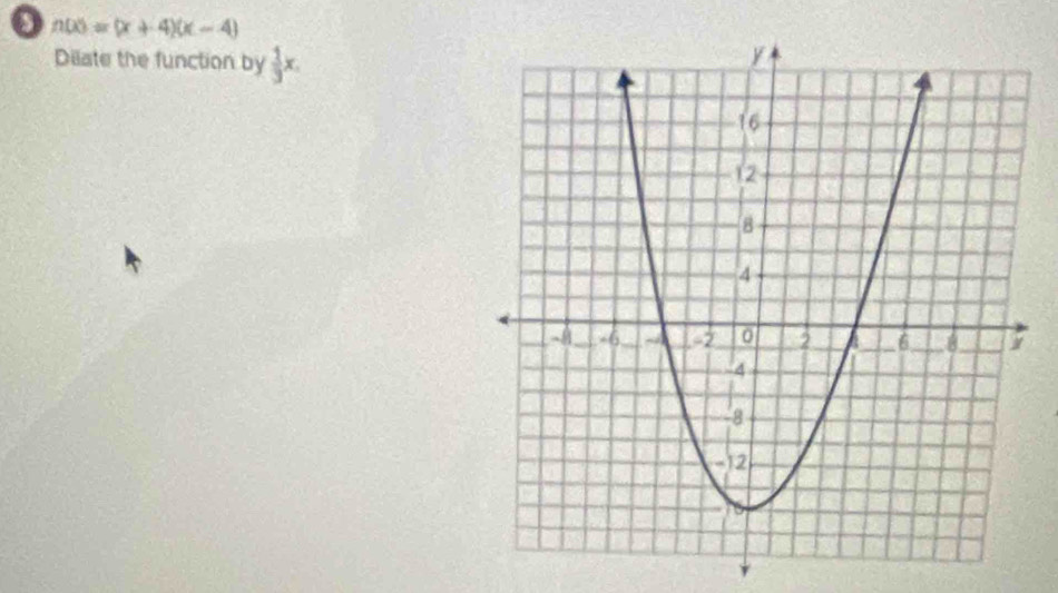 n(x)=(x+4)(x-4)
Dilate the function by  1/3 x.