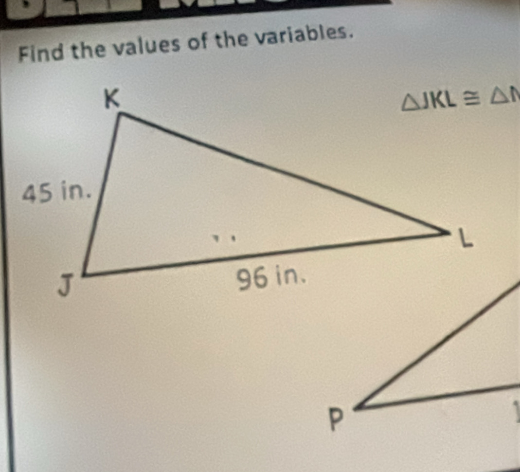 Find the values of the variables.