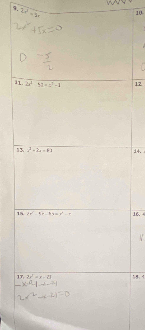 2x^2=5x
10.
112.
14. x
16. 4
18. 4