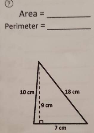 a
Area= _ 
Perimeter : = _