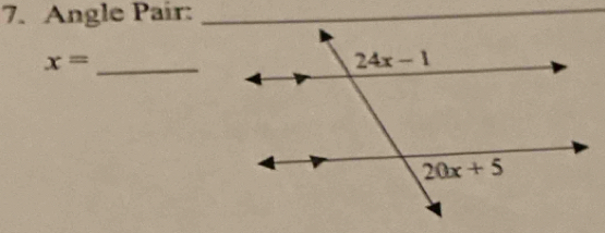 Angle Pair:_
_ x=