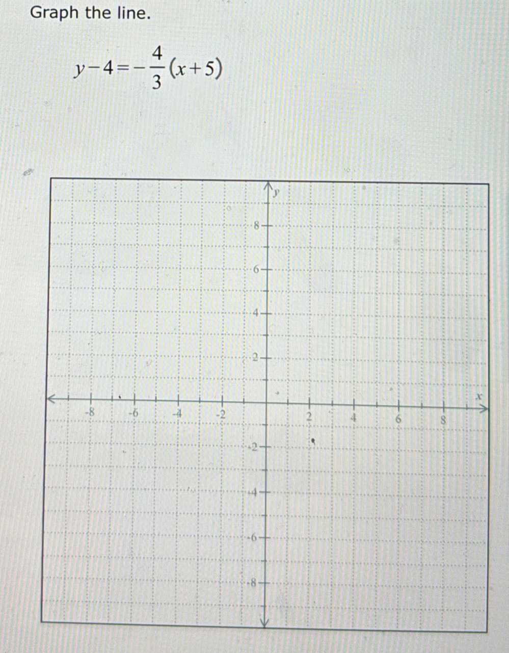 Graph the line.
y-4=- 4/3 (x+5)