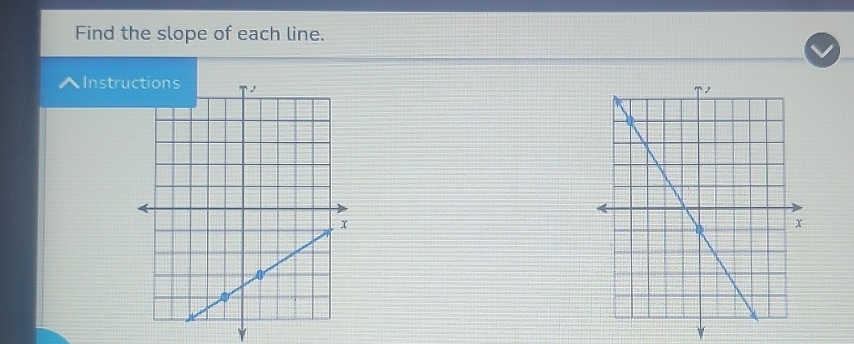 Find the slope of each line. 
Instru