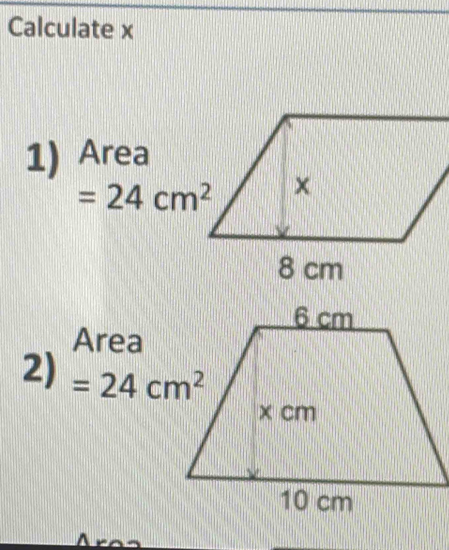 Calculate x
2)