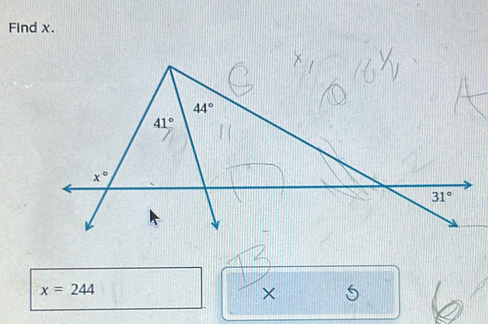 Find x.
x=244
×