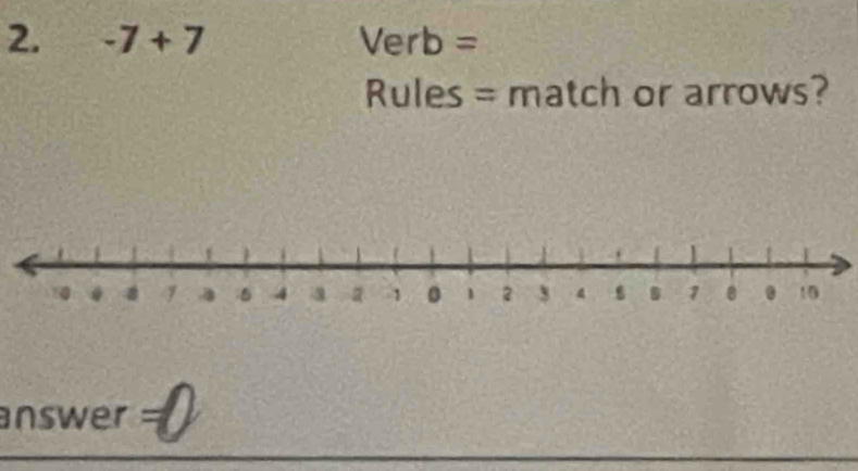 -7+7 Verb = 
Rules = match or arrows? 
answer =