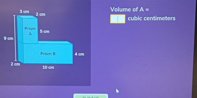 Volume of A=
cubic centimeters