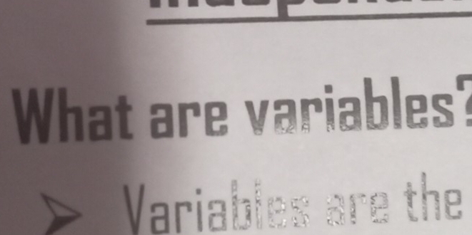 What are variables? 
Variables are the