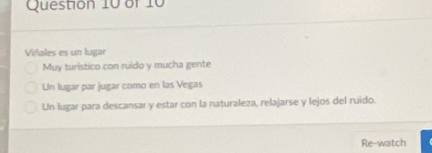 Viñales es un lugar
Muy turístico con ruido y mucha gente
Un lugar par jugar como en las Vegas
Un lugar para descansar y estar con la naturaleza, relajarse y lejos del ruido.
Re-watch