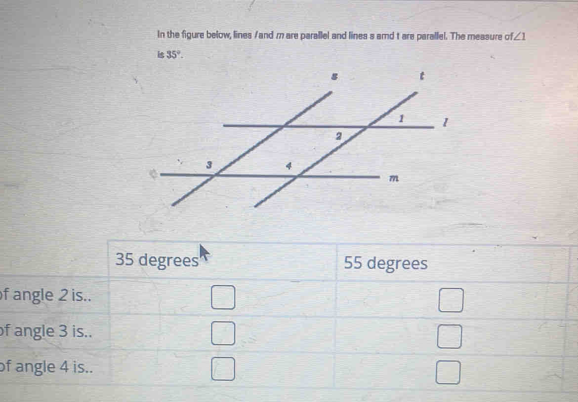In the figure below, lines /and r are parallel and lines s amd t are ...