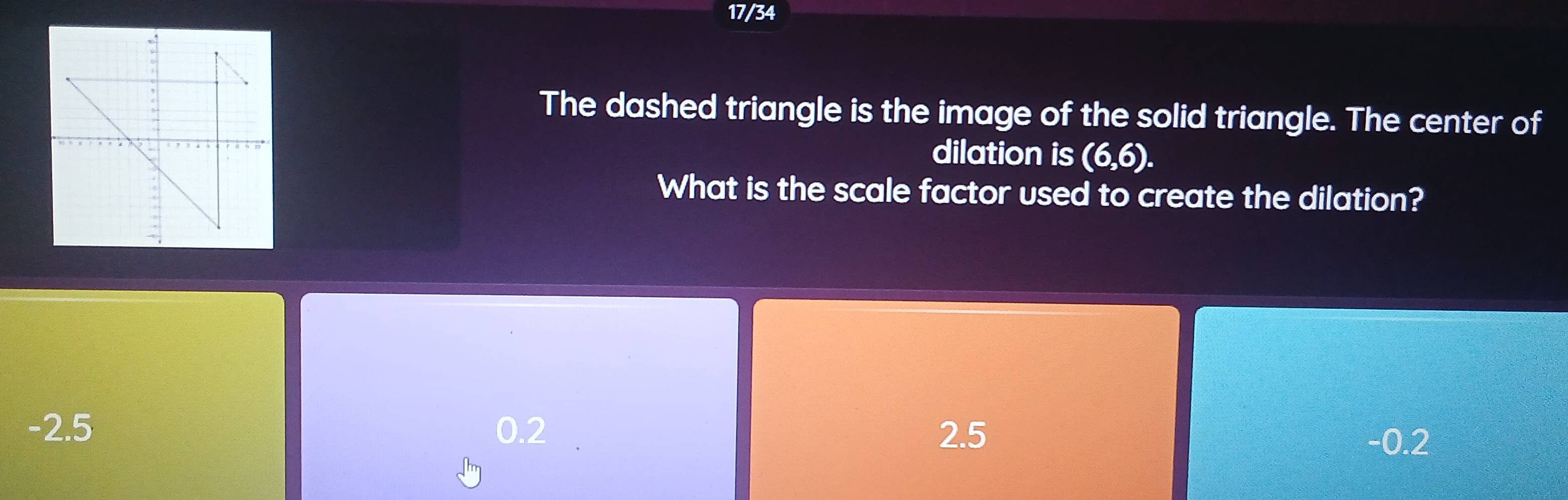 Solved: 17/34 The dashed triangle is the image of the solid triangle ...