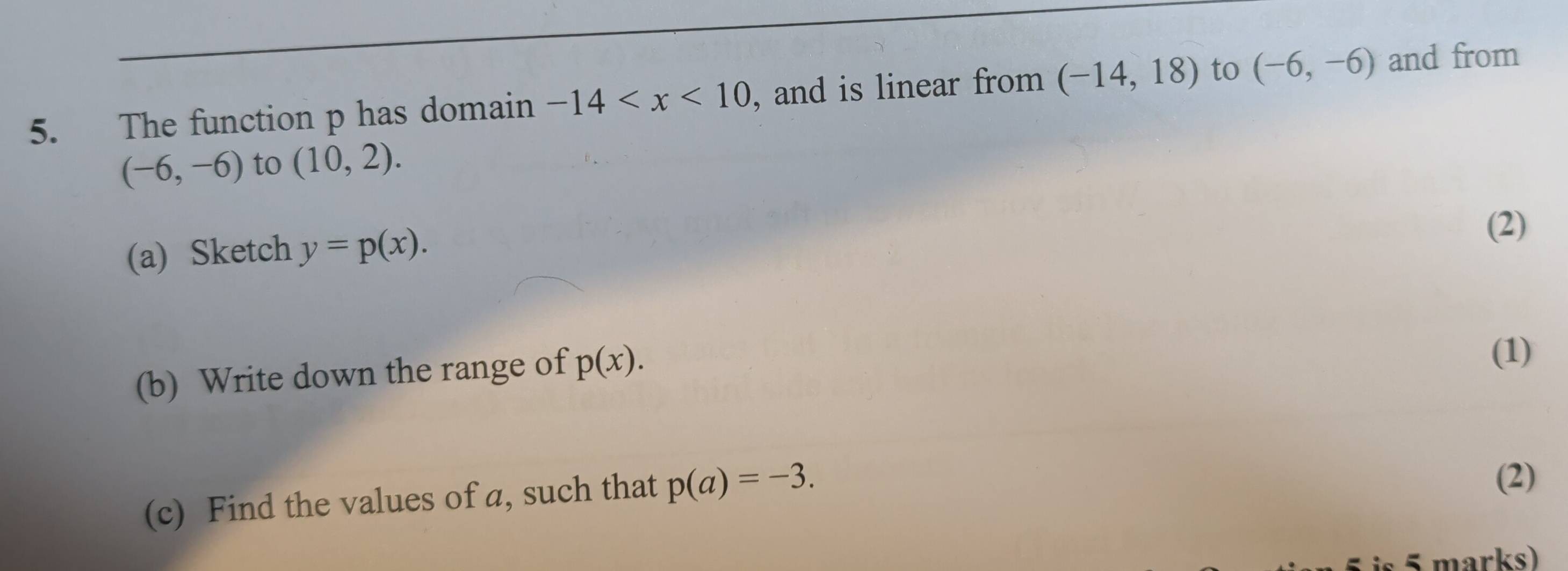 Solved: The function p has domain -14 , and is linear from (-14,18) to ...
