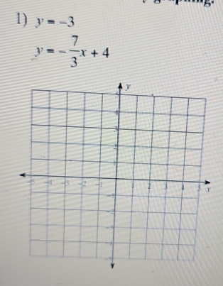 y=-3
y=- 7/3 x+4