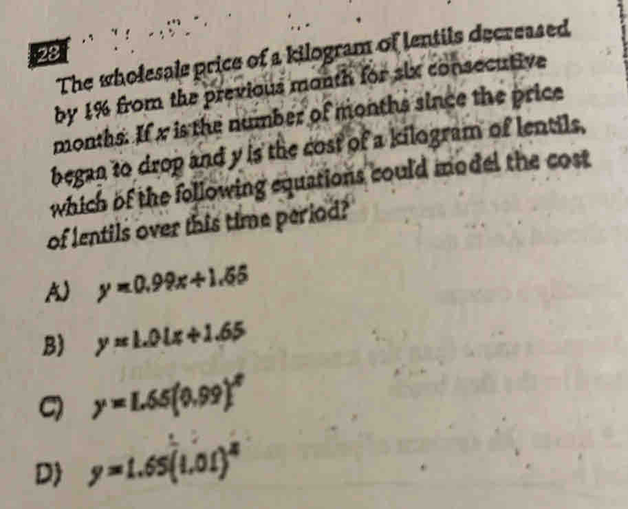 The wholesale price of a kilogram of lentils decreased by 1% from the ...