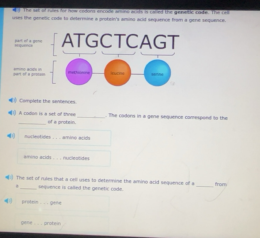 Solved: The set of rules for how codons encode amino acids is called ...