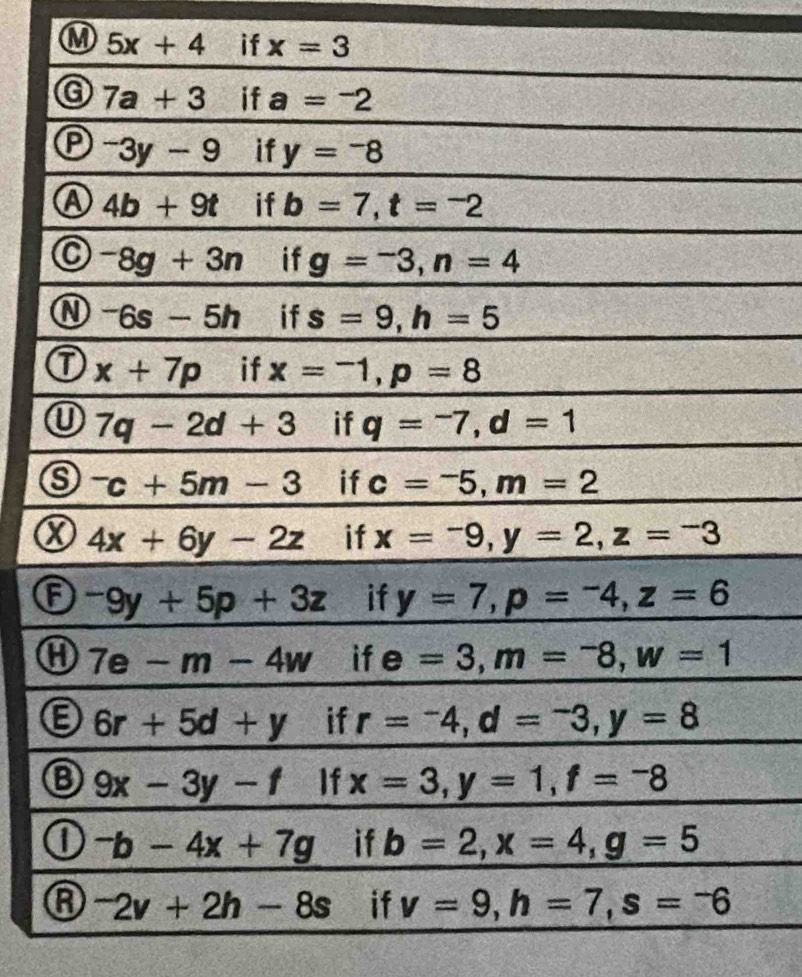 5x+4 if x=3