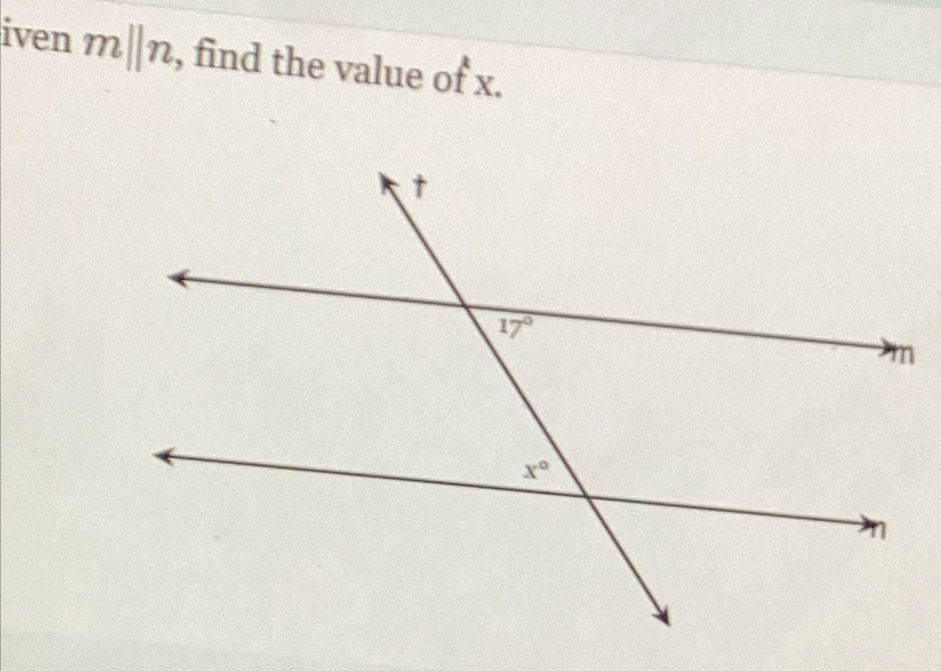 iven mparallel n , find the value of x.