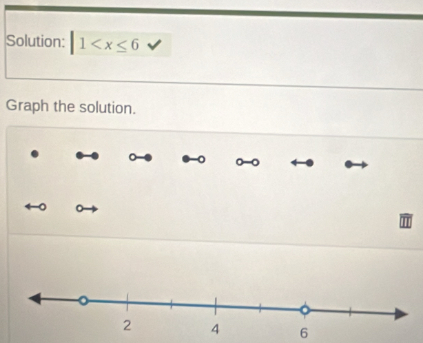 Solution: |1
Graph the solution. 
。 
C
6
