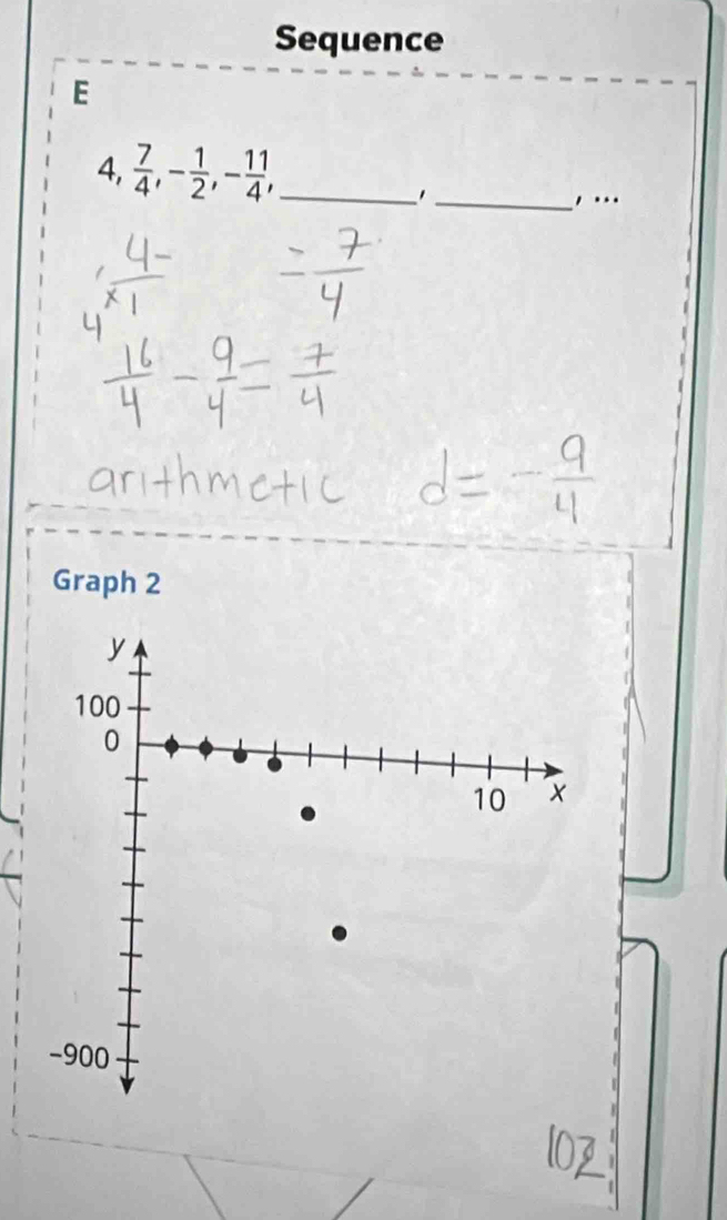 Sequence 
E
4,  7/4 , - 1/2 , - 11/4 , _ 
_1 
,. 
Graph 2