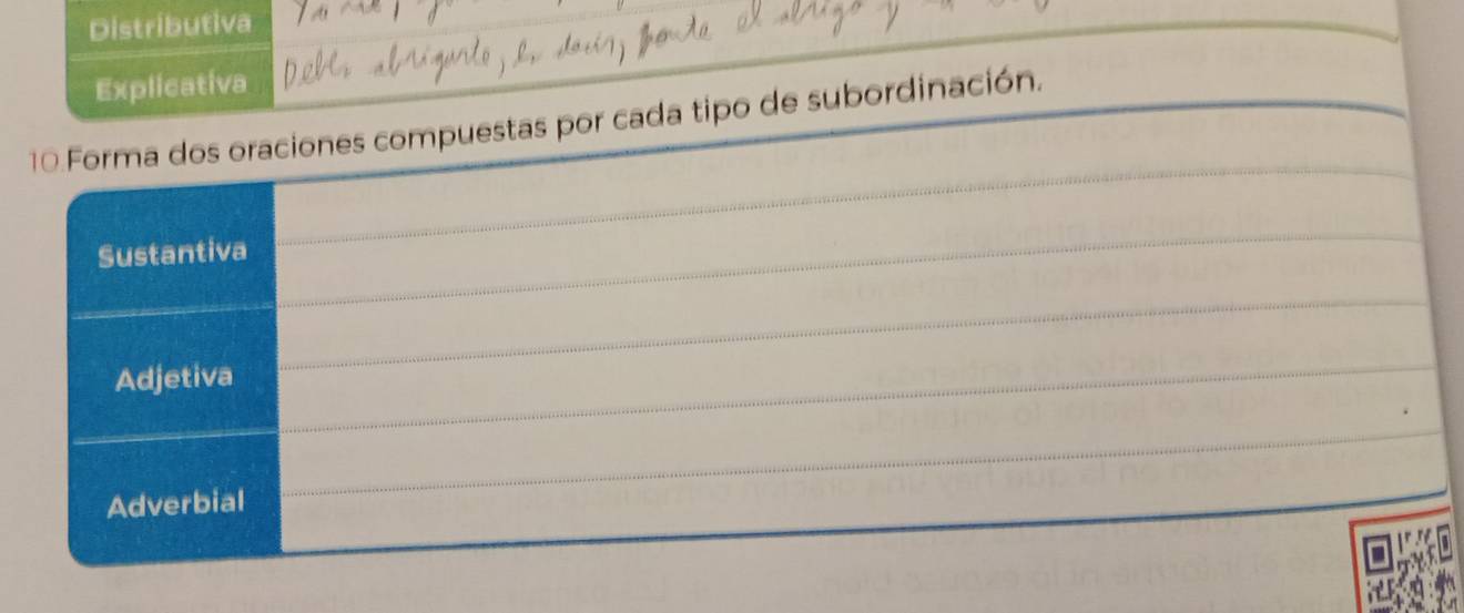 Resuelto:Distributiva _ Explicativa _ 10 Forma dos oraciones compuestas ...