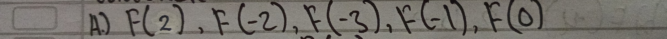 ) F(2), F(-2), F(-3), F(-1), F(0)