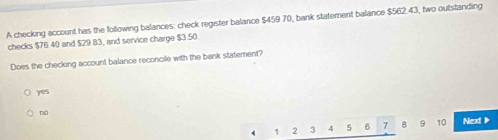 Solved: A checking account has the following balances: check register ...