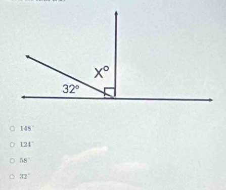 148°
124°
58°
32°