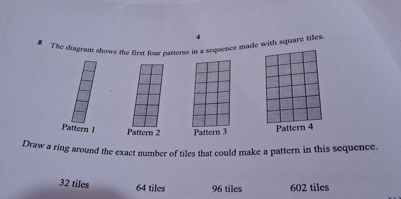 Solved: 4 $ The diagram shows the first four patterns in a sequence ...