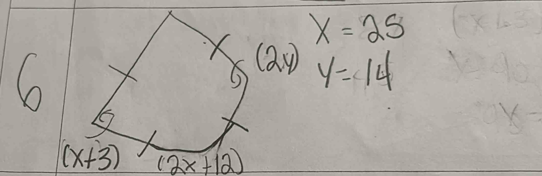 x=25
(2y) y=14
6