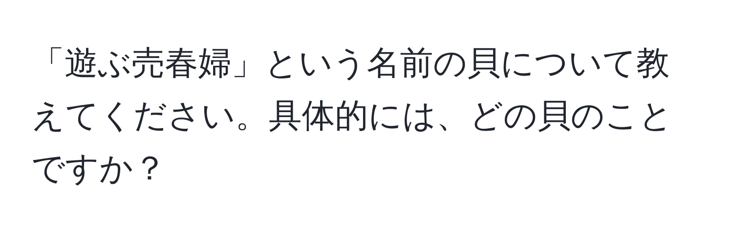 「遊ぶ売春婦」という名前の貝について教えてください。具体的には、どの貝のことですか？