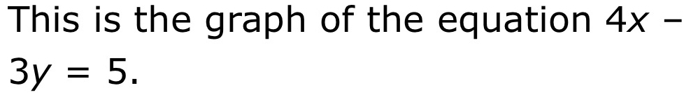 This is the graph of the equation 4x-
3y=5.