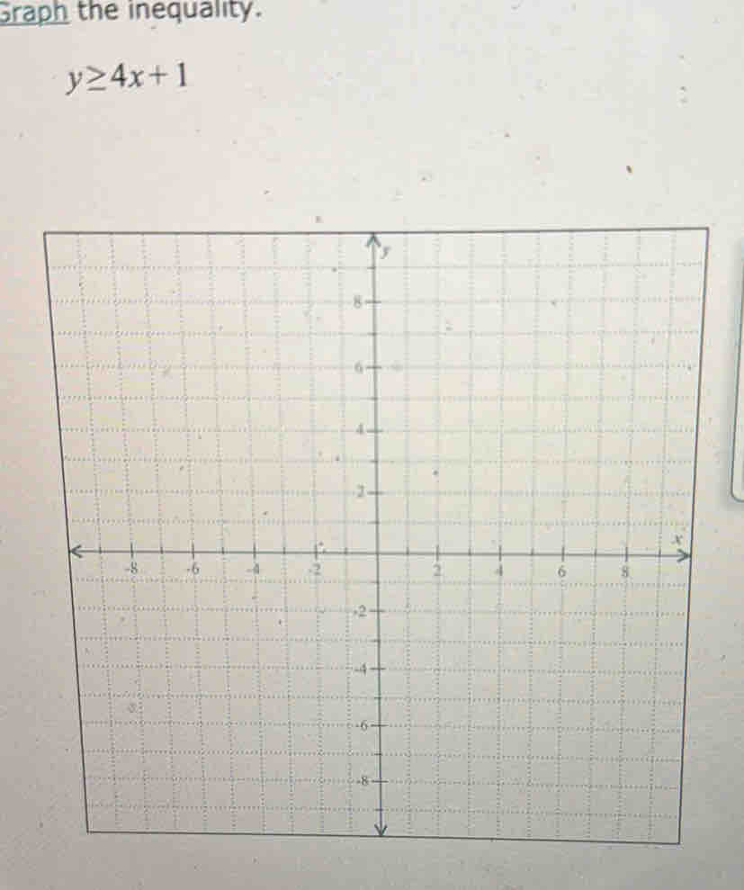 Graph the inequality.
y≥ 4x+1