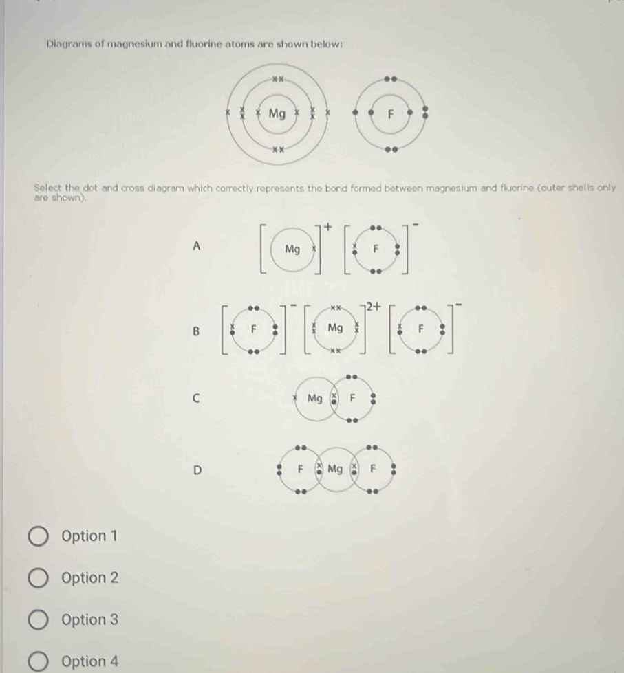 Solved: Diagrams of magnesium and fluorine atoms are shown below ...