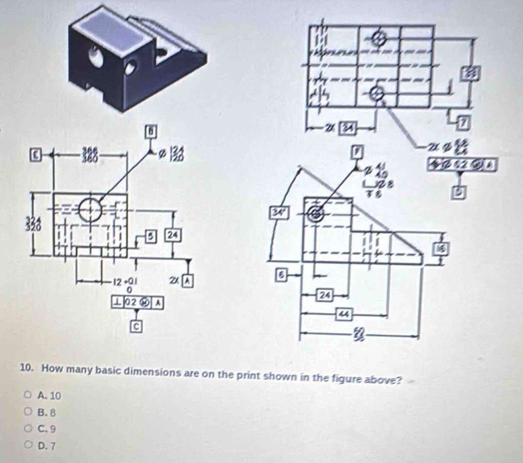 Solved: How many basic dimensions are on the print shown in the figure ...
