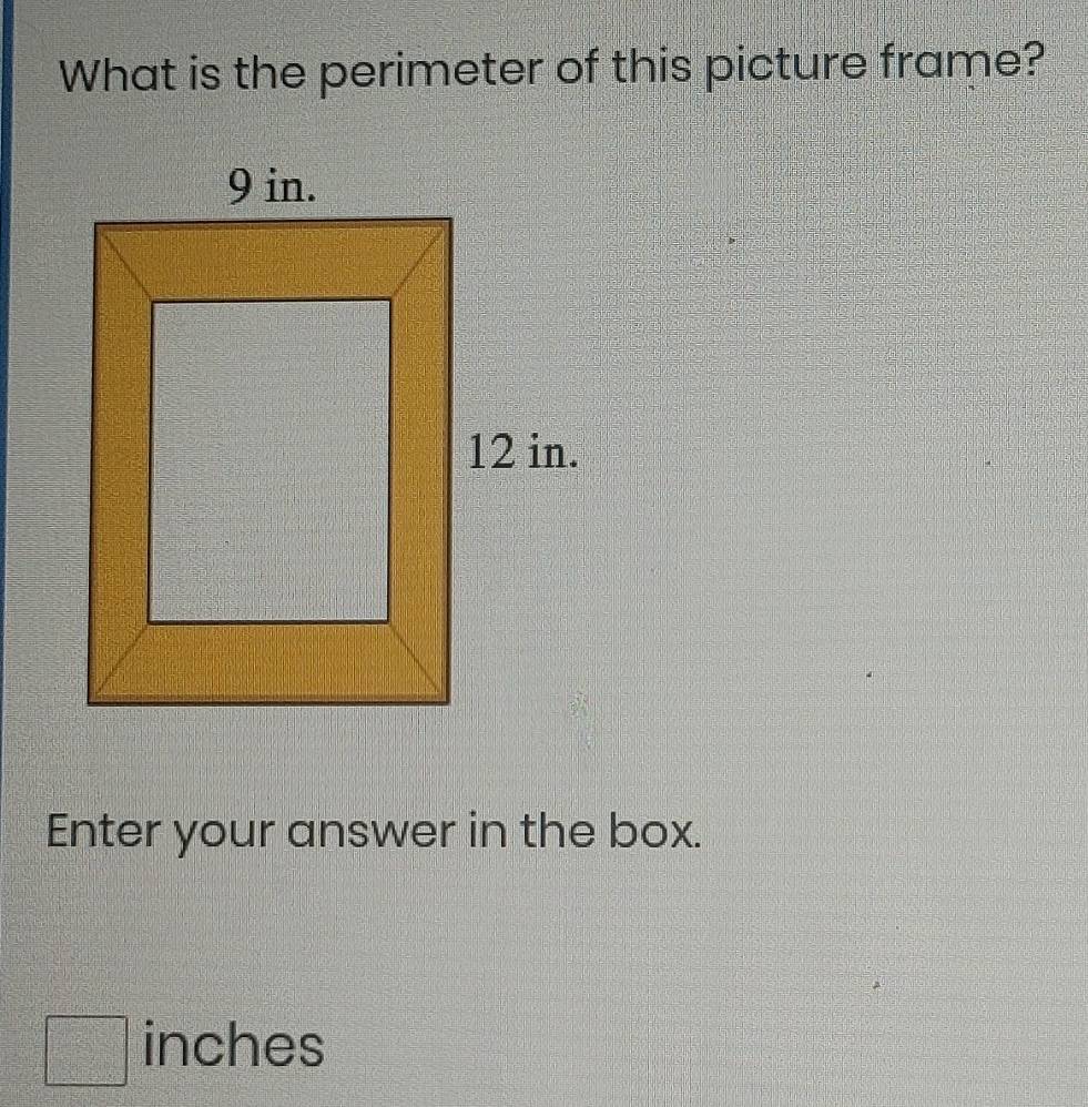 What is the perimeter of this picture frame? 
Enter your answer in the box.
□ inches