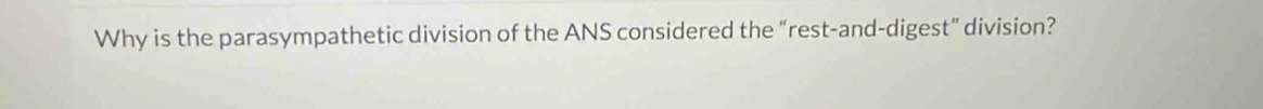 Why is the parasympathetic division of the ANS considered the “rest-and-digest” division?