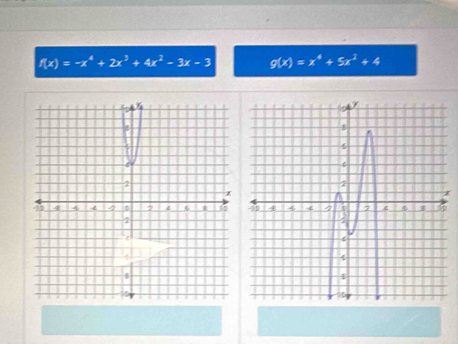 f(x)=-x^4+2x^3+4x^2-3x-3
g(x)=x^4+5x^2+4
z