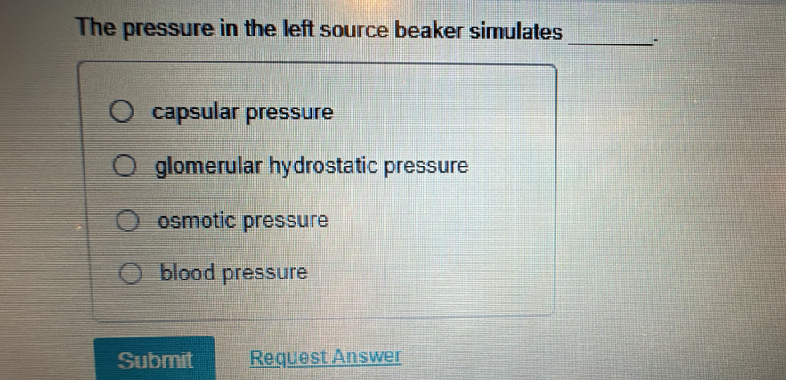 Solved: The pressure in the left source beaker simulates _ capsular ...