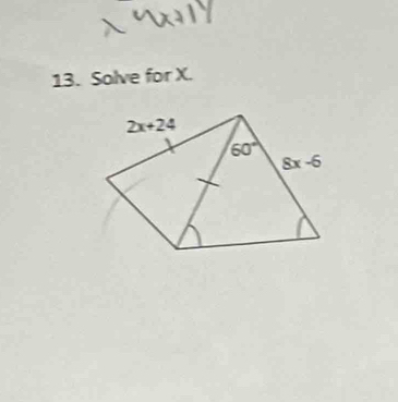 Solve for X.