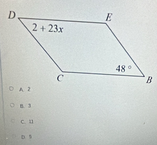 A. 2
B.3
C. 11
D 5