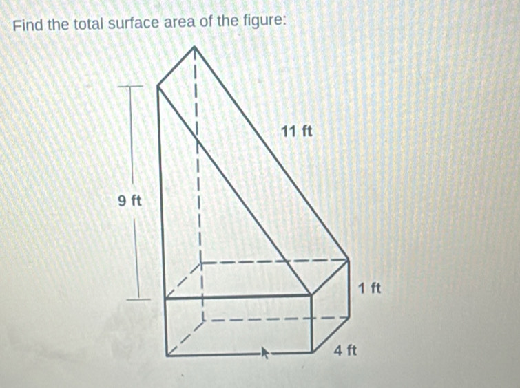 Find the total surface area of the figure: