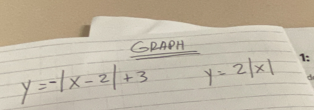 CRAH
y=-|x-2|+3 y=2|x|