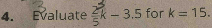 Evaluate ह - 3.5 for k=15.