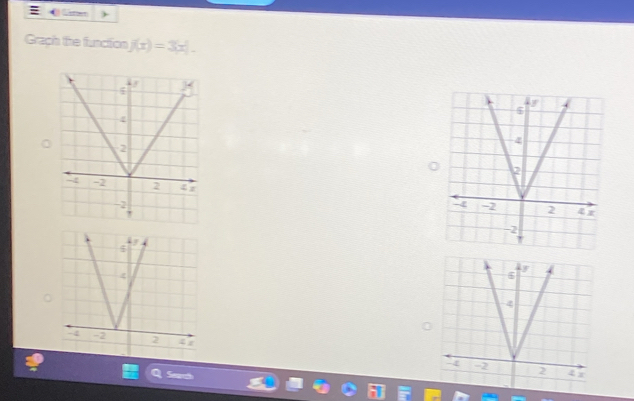 Graph the function f(x)=3x|_ 