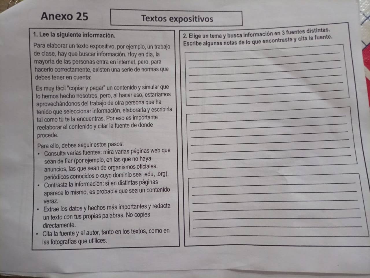 Resuelto:Anexo 25 Textos expositivos 1. Lee la siguiente información. 2 ...