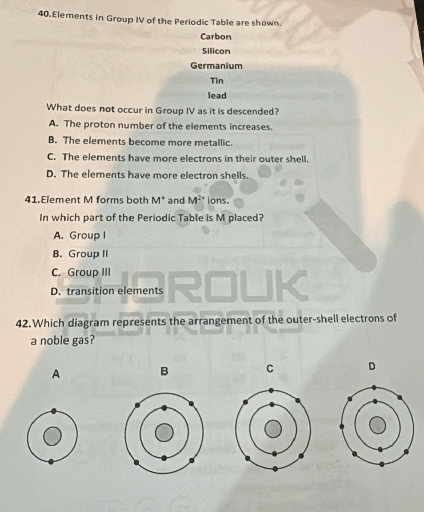 Solved: Elements in Group IV of the Periodic Table are shown. Carbon ...